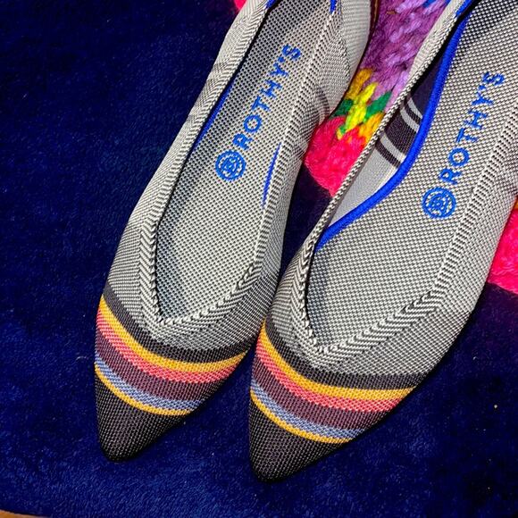 Rothy’s the point retired inverse striped size 9.5 woman’s flat shoes - Picture 8 of 12